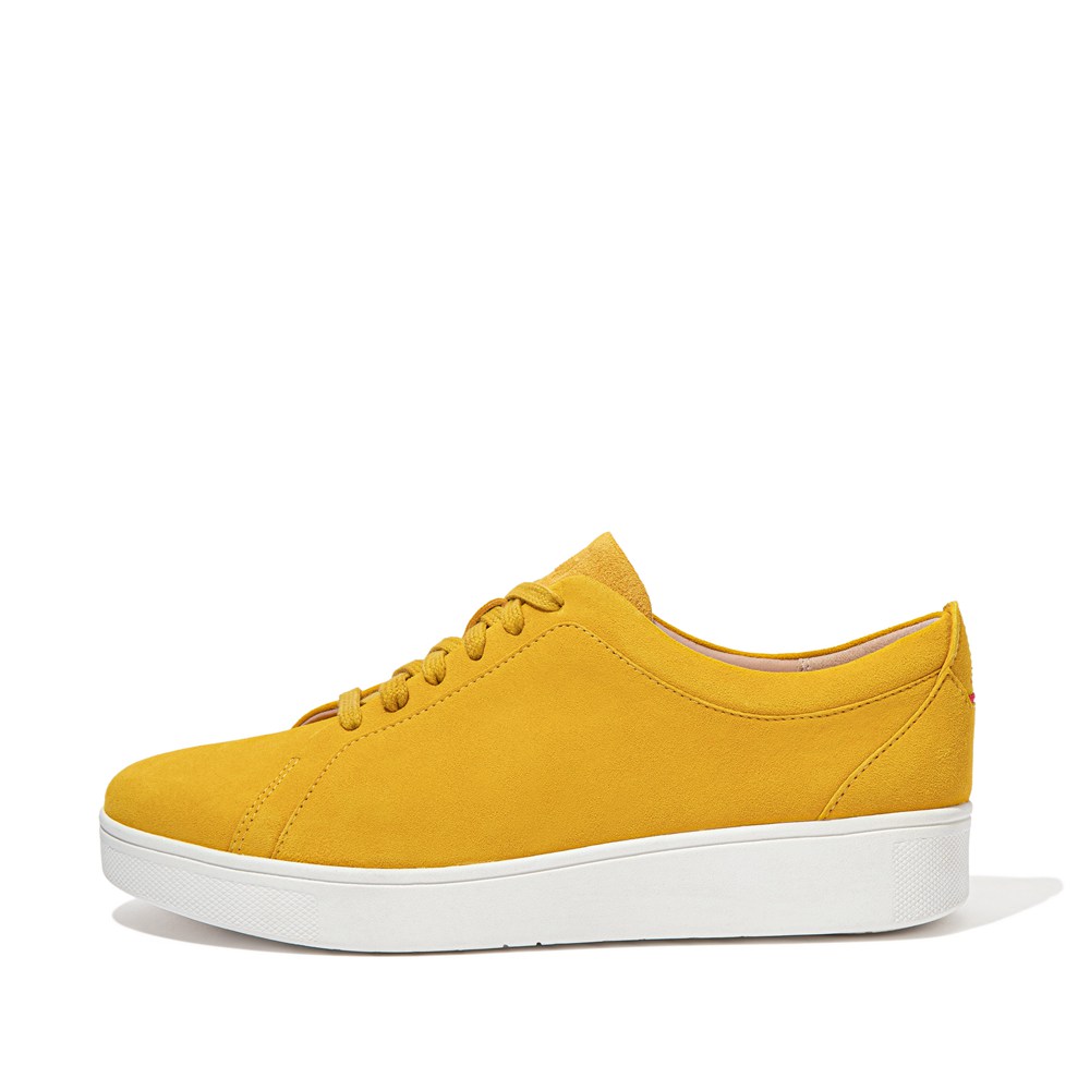 Fitflop Womens Sneakers Yellow - Rally Suede - 78ZOCHVSI